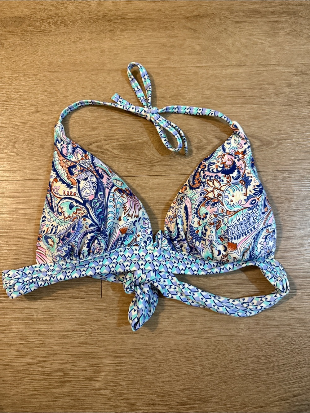 Victoria's Secret Paisley Triangle Push Up Bikini Top - Blue Multi